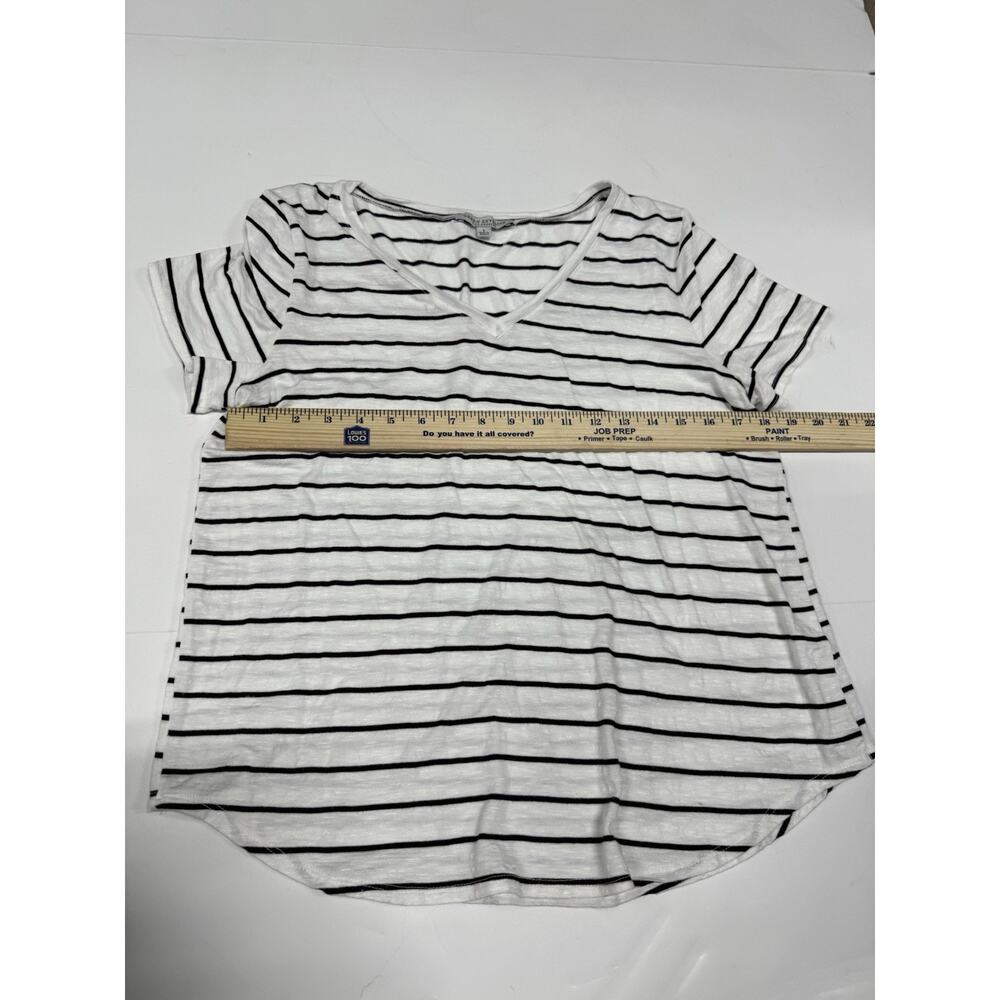 Green Envelope Los Angeles Black/White Striped Top L Short Sleeve - Picture 3 of 6